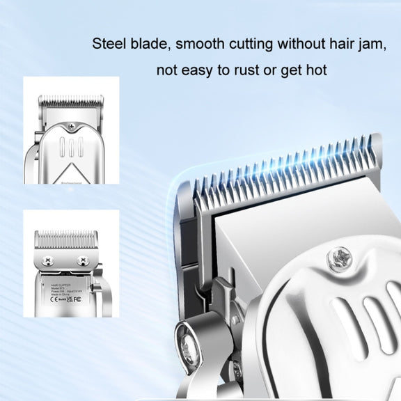 3pcs /Set Men Home Hair Salon High-power Hair Clipper(Silver)