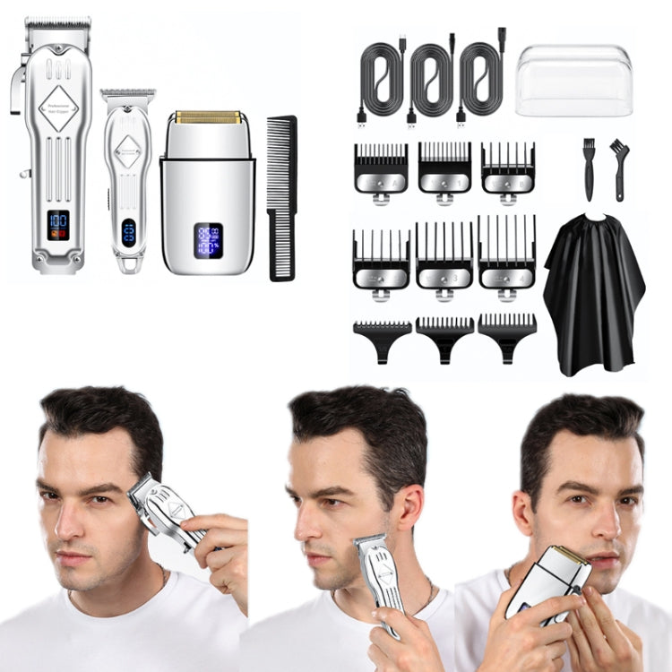 3pcs /Set Men Home Hair Salon High-power Hair Clipper(Black) - free shipping - PMC TechLife - Order now!