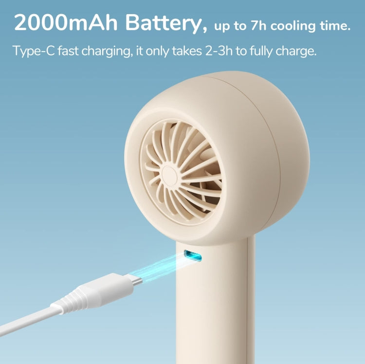 JisuLife FA42 Handheld Portable Small Rechargeable Turbo Fan, Color: Brown 2000mAh