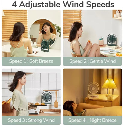 JisuLife FA19 4000mAh Wireless Rechargeable Desktop Mini Fan Silent Portable Fan(White) - free shipping - PMC Jewellery - Order now!