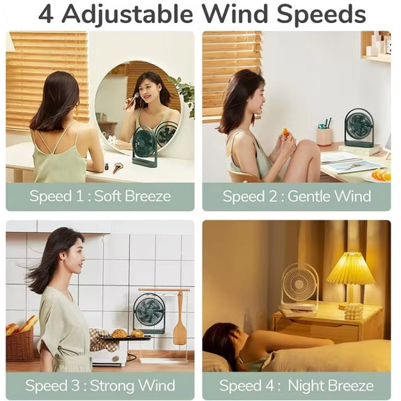 JisuLife FA19 4000mAh Wireless Rechargeable Desktop Mini Fan Silent Portable Fan(White)
