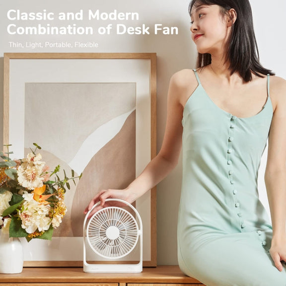 JisuLife FA19 4000mAh Wireless Rechargeable Desktop Mini Fan Silent Portable Fan(White)