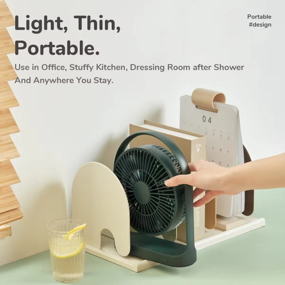 JisuLife FA19 4000mAh Wireless Rechargeable Desktop Mini Fan Silent Portable Fan(White)