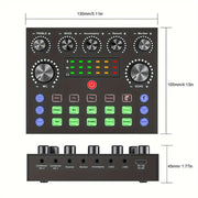 V8S Audio Mixer Live Voice Changer External Sound Card, Color: Black