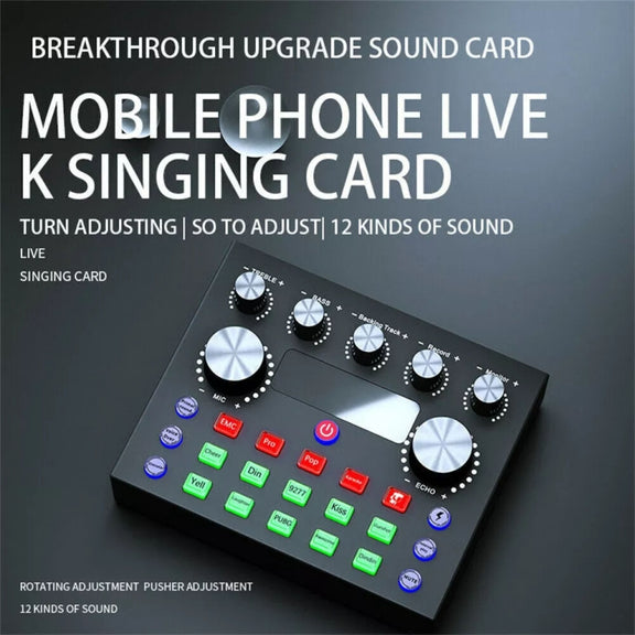 V8S Audio Mixer Live Voice Changer External Sound Card, Color: Gold Triangle Set