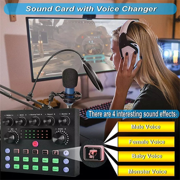 V8S Audio Mixer Live Voice Changer External Sound Card, Color: Gold Triangle Set - free shipping - PMC TechLife - Order now!