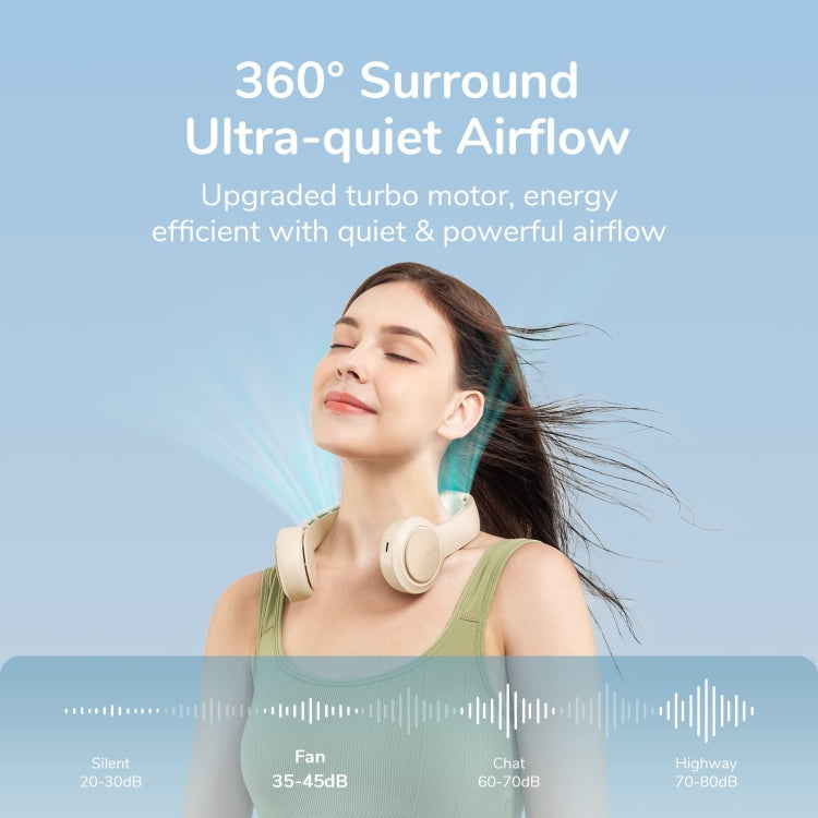 JisuLife FA31 USB Rechargeable Hanging Neck Mini Fan Bladeless Cooling Outdoor High Wind Power Electric Fan(Mint Green)