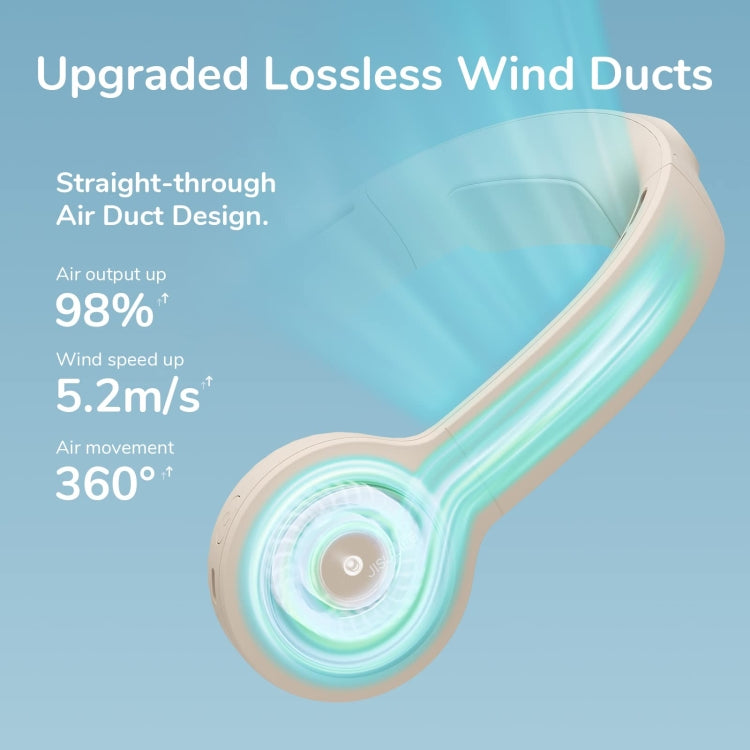 JisuLife FA31 USB Rechargeable Hanging Neck Mini Fan Bladeless Cooling Outdoor High Wind Power Electric Fan(Mint Green)