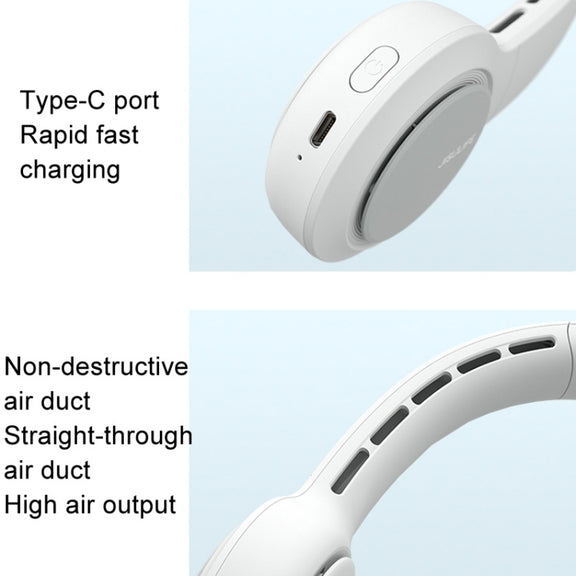 JisuLife FA31 USB Rechargeable Hanging Neck Mini Fan Bladeless Cooling Outdoor High Wind Power Electric Fan(Mint Green)
