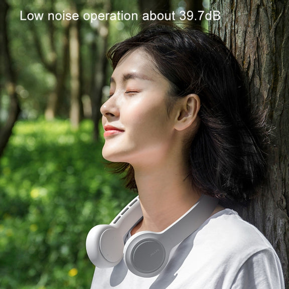 JisuLife FA31 USB Rechargeable Hanging Neck Mini Fan Bladeless Cooling Outdoor High Wind Power Electric Fan(Mint Green)