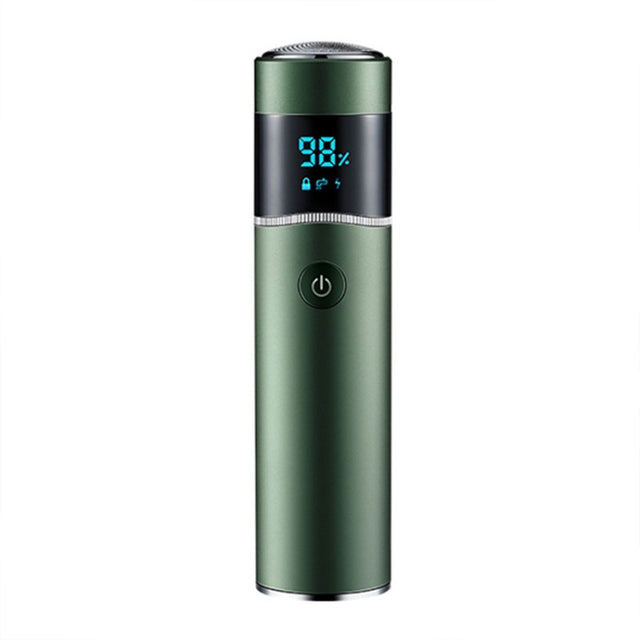 S-1090 IPX7 Water-resistant 8D Portable LED Digital Display Round Electric Shaver(Green)