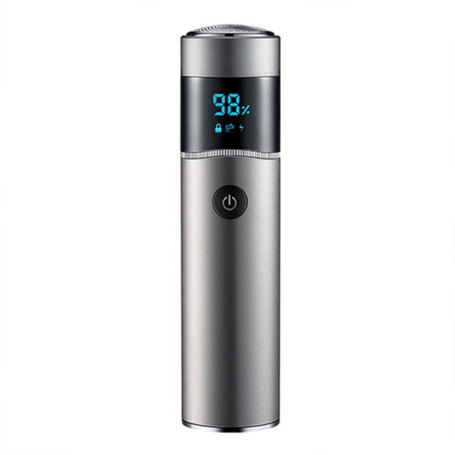 S-1090 IPX7 Water-resistant 8D Portable LED Digital Display Round Electric Shaver(Silver)