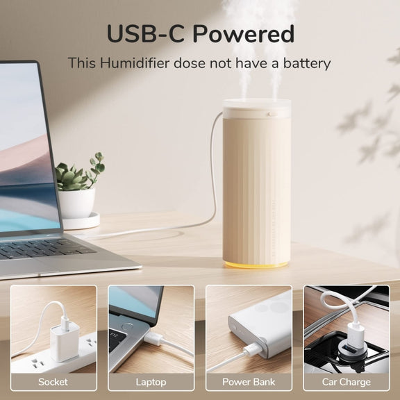 JisuLife HU16 Desktop Dual Mist Ports Humidifier, Color: White Plug-in