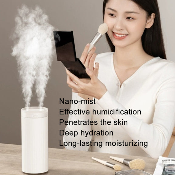 JisuLife HU16 Desktop Dual Mist Ports Humidifier, Color: White Plug-in
