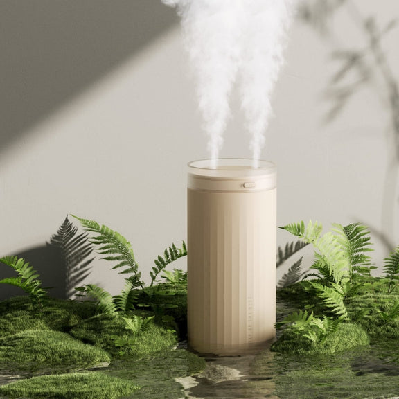 JisuLife HU16 Desktop Dual Mist Ports Humidifier, Color: White Plug-in