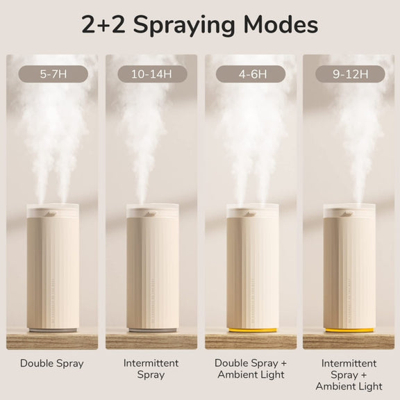 JisuLife HU16 Desktop Dual Mist Ports Humidifier, Color: White Rechargeable