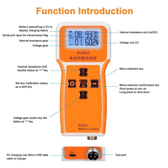 High-Precision Battery Voltage Internal Resistance Tester, Specifications: Host+Probe+Clip+Clamp