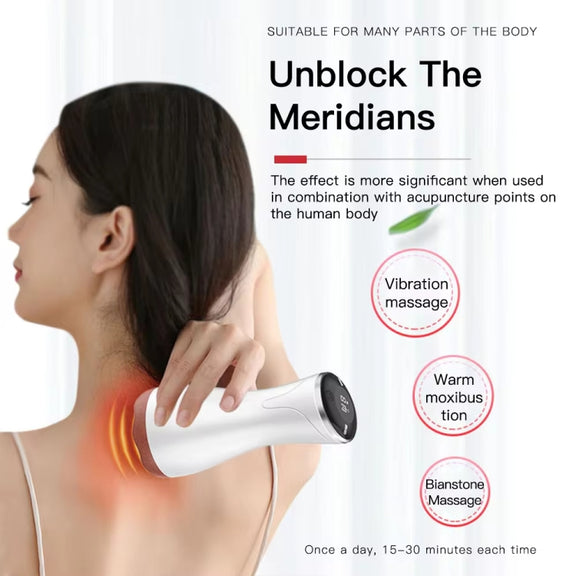 Acupuncture Stone Electric Hot Compress Vibrating Massager Whole Body Universal 9-speed Adjustable Gua Sha Apparatus(Red)