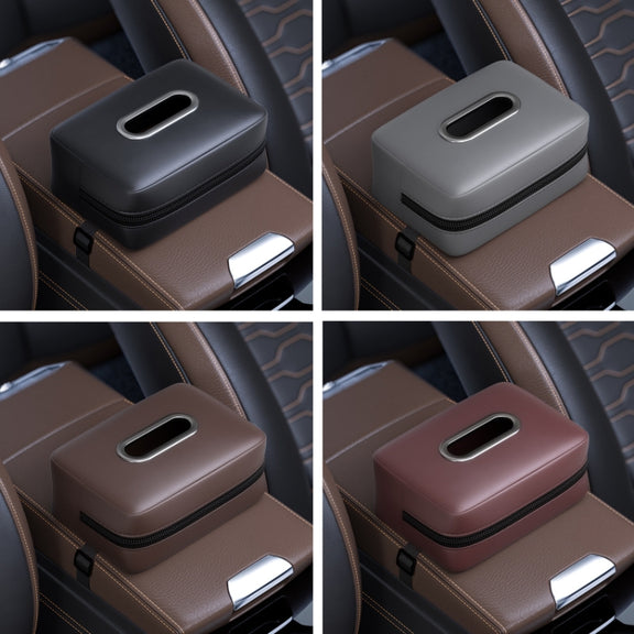 Car Seat Armrest Tissue Box Sun Visor Seat Back Hanging Paper Bag(Gray)