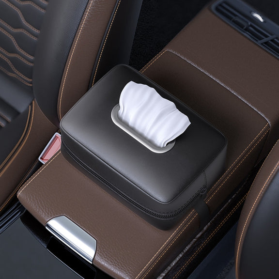 Car Seat Armrest Tissue Box Sun Visor Seat Back Hanging Paper Bag(Gray)