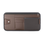 Car Sun Visor Card Glasses Holder Zipper Storage Bag(Brown)