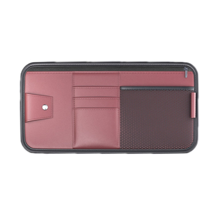 Car Sun Visor Card Glasses Holder Zipper Storage Bag(Red) - Sunglasses & Glasses Clips by PMC Jewellery | Online Shopping South Africa | PMC Jewellery | Buy Now Pay Later Mobicred