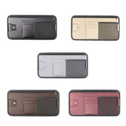 Car Sun Visor Card Glasses Holder Zipper Storage Bag(Beige)