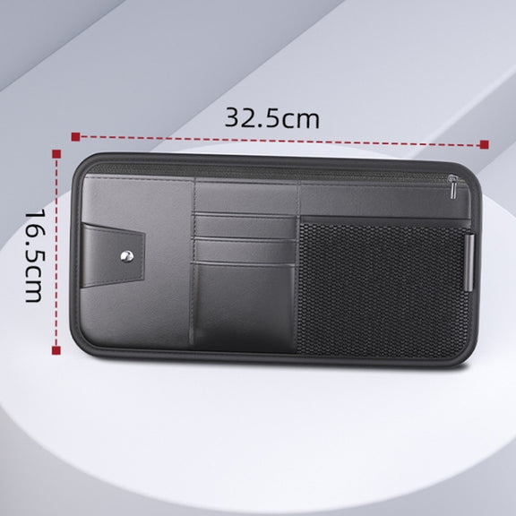 Car Sun Visor Card Glasses Holder Zipper Storage Bag(Gray)