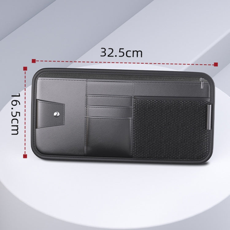 Car Sun Visor Card Glasses Holder Zipper Storage Bag(Gray)