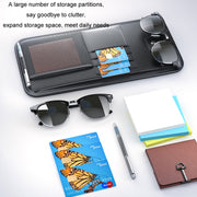 Car Sun Visor Card Glasses Holder Zipper Storage Bag(Brown)