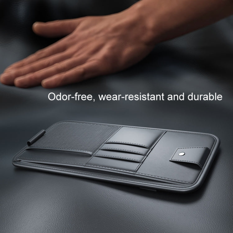 Car Sun Visor Card Glasses Holder Zipper Storage Bag(Gray)
