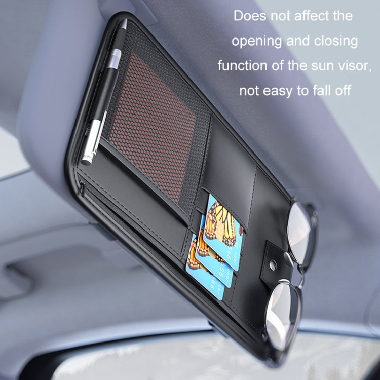 Car Sun Visor Card Glasses Holder Zipper Storage Bag(Gray) - Sunglasses & Glasses Clips by PMC Jewellery | Online Shopping South Africa | PMC Jewellery | Buy Now Pay Later Mobicred