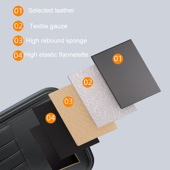 Car Sun Visor Card Glasses Holder Zipper Storage Bag(Beige)