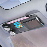 Car Sun Visor Card Glasses Holder Zipper Storage Bag(Brown)