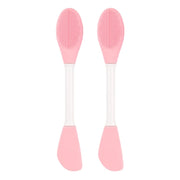 2pcs Dual Head Silicone Face Mask Brush Face Cleansing Massage Brush Mud Mask Applicator(Pink)