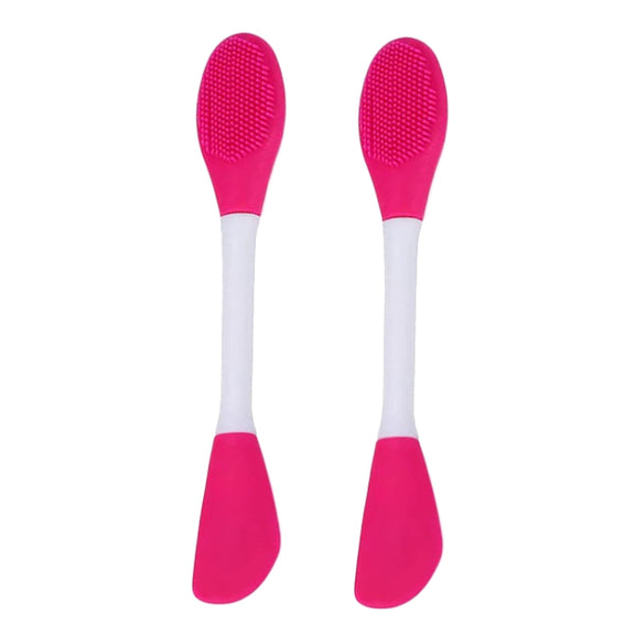 2pcs Dual Head Silicone Face Mask Brush Face Cleansing Massage Brush Mud Mask Applicator(Rose)