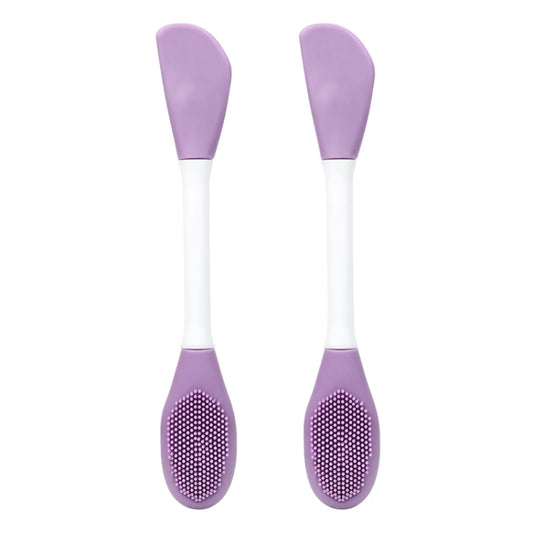 2pcs Dual Head Silicone Face Mask Brush Face Cleansing Massage Brush Mud Mask Applicator(Purple) - free shipping - PMC Jewellery - Order now!
