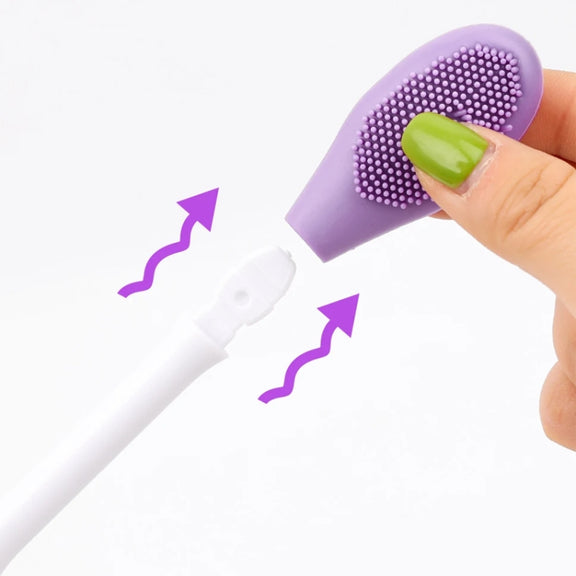 2pcs Dual Head Silicone Face Mask Brush Face Cleansing Massage Brush Mud Mask Applicator(Purple)