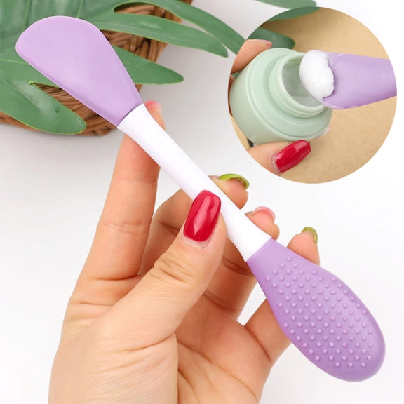 2pcs Dual Head Silicone Face Mask Brush Face Cleansing Massage Brush Mud Mask Applicator(Pink)