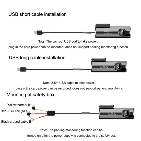 WIFI Mobile Phone 2K Ultra-Clear 360-Degree Rotating Driving Recorder, Version: USB Short Line(No TF Card)