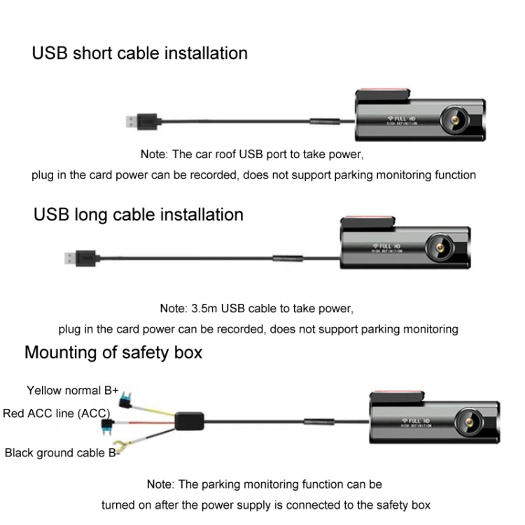 WIFI Mobile Phone 2K Ultra-Clear 360-Degree Rotating Driving Recorder, Version: USB Short Line(No TF Card)