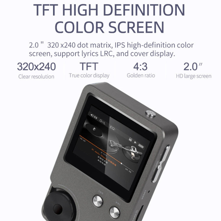 With 64GB TF Card HIFI Lossless DSD256 Music Player Sports MP3(Silver Gray)
