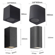 LED Outdoor Wall Lights Water-resistant Exterior Villa Door Patio Lights Background Glow Spotlights, Style: 2-head Round With GU10 Bulb(Warm White)
