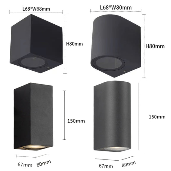LED Outdoor Wall Lights Water-resistant Exterior Villa Door Patio Lights Background Glow Spotlights, Style: 2-head Round With GU10 Bulb(Warm White)