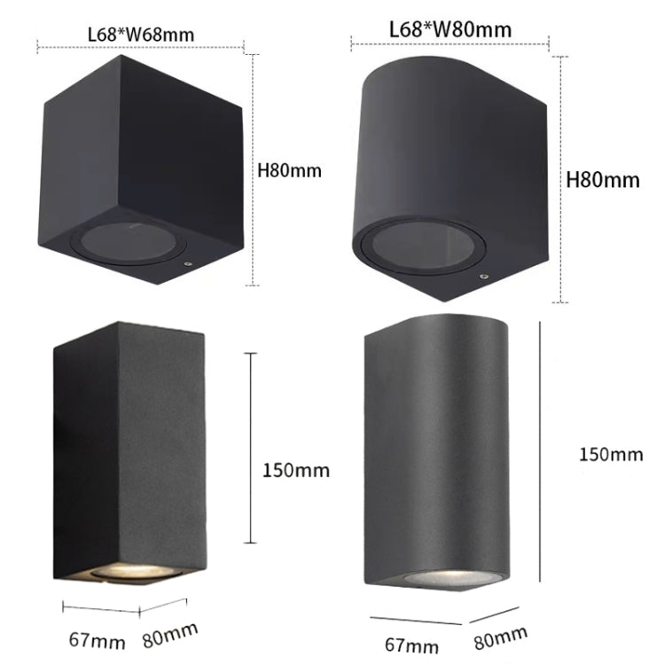 LED Outdoor Wall Lights Water-resistant Exterior Villa Door Patio Lights Background Glow Spotlights, Style: 2-head Round With GU10 Bulb(Warm White)
