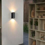 LED Outdoor Wall Lights Water-resistant Exterior Villa Door Patio Lights Background Glow Spotlights, Style: 2-head Round With GU10 Bulb(Warm White)