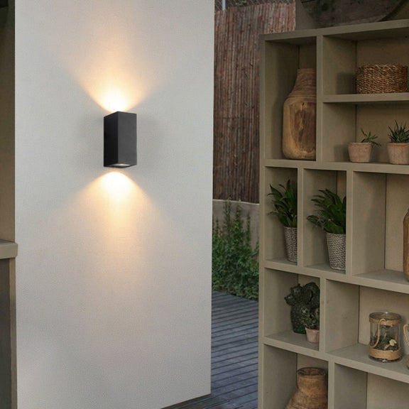 LED Outdoor Wall Lights Water-resistant Exterior Villa Door Patio Lights Background Glow Spotlights, Style: 2-head Round With GU10 Bulb(Warm White)