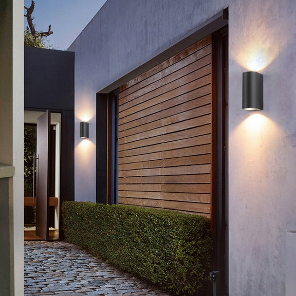 LED Outdoor Wall Lights Water-resistant Exterior Villa Door Patio Lights Background Glow Spotlights, Style: 2-head Round With GU10 Bulb(Warm White)
