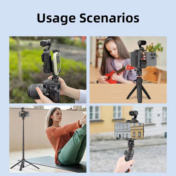 For DJI Osmo Pocket 3 Phone Holder Expansion Bracket With 3 Cold Shoe Port(Black)