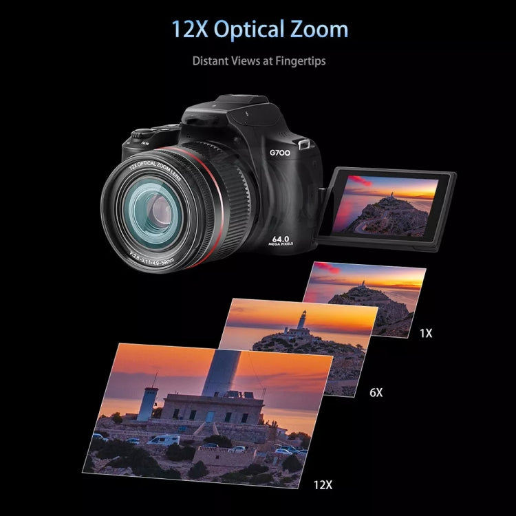 G700 4K / 64MP WiFi Digital Video Camera Camcorder 3.0 Inch IPS Screen 12X Optical Zoom - Video Cameras by PMC TechLife | Online Shopping South Africa | PMC TechLife | Buy Now Pay Later Mobicred